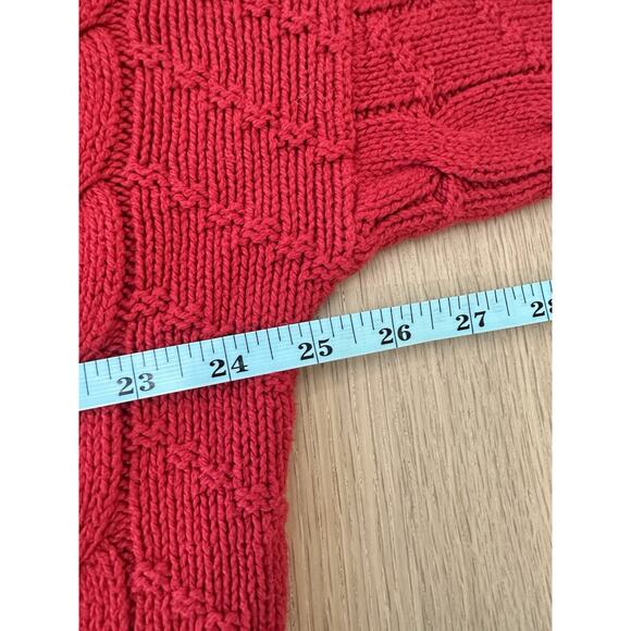 Cape Isle Knitters SweaterUnisex XL Red Textured Knit Vintage 100% Cotton - Picture 4 of 5